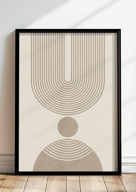 Modernes Poster mit symmetrischem Design in erdigen Tönen im Rahmen
