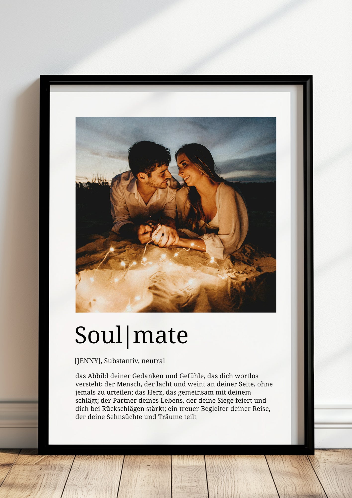 Soulmate Definition Poster mit Foto und Name, Liebesgeschenk im eleganten Rahmen