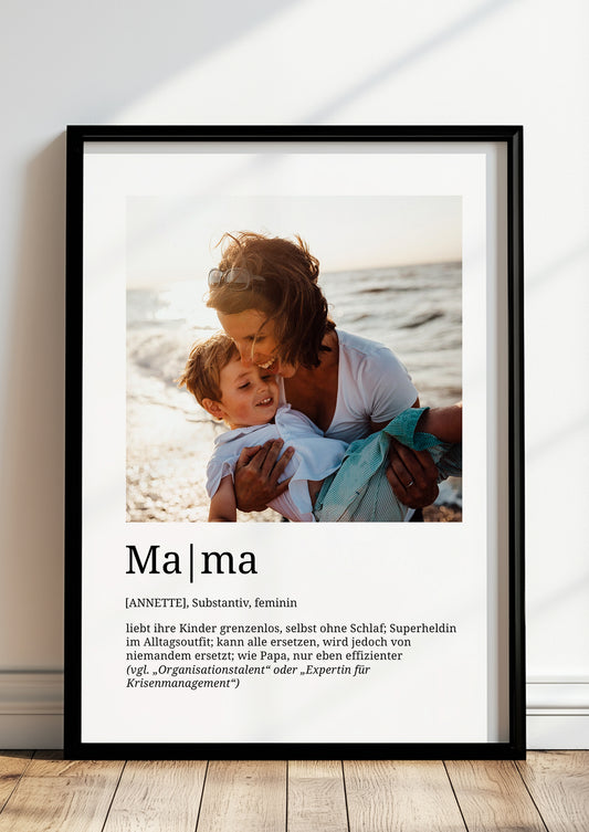 Poster Mama personalisiert, stilvolle Wanddeko im Rahmen als Geschenk für Mütter