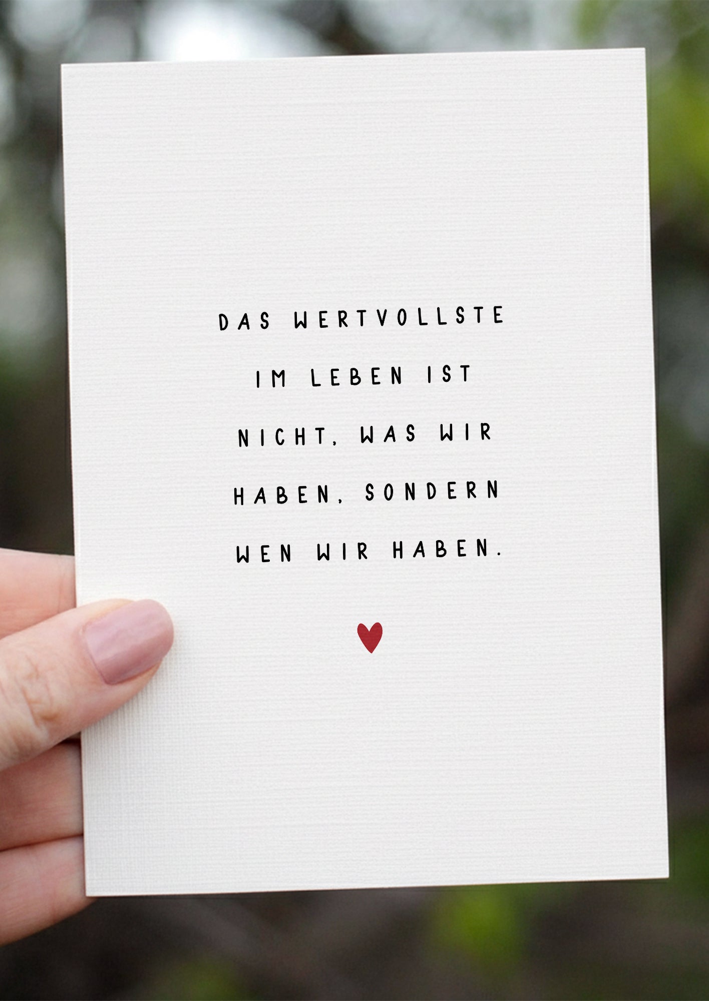 Edle Liebes-Grußkarte "Das Wertvollste im Leben" – Hochwertige Karte mit Leinenstruktur & Kraftpapier-Umschlag