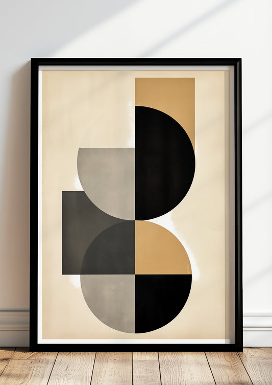 Gerahmtes Poster „BAUHAUS - Beige Brown Black“ in modernem Raum.