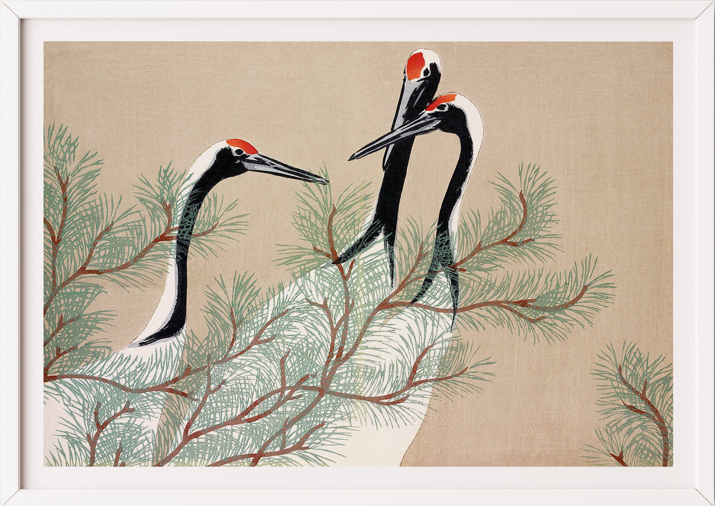 Detailansicht des Posters Kamisaka Sekka – Cranes (from Momoyogusa)
