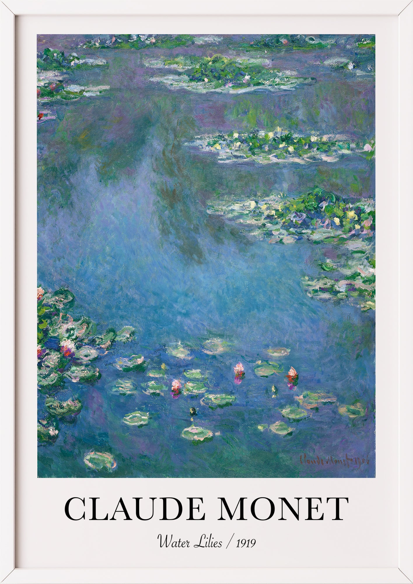 Claude Monet Poster The Cliff Walk at Pourville im weißen Rahmen – klassische Küstenkunst