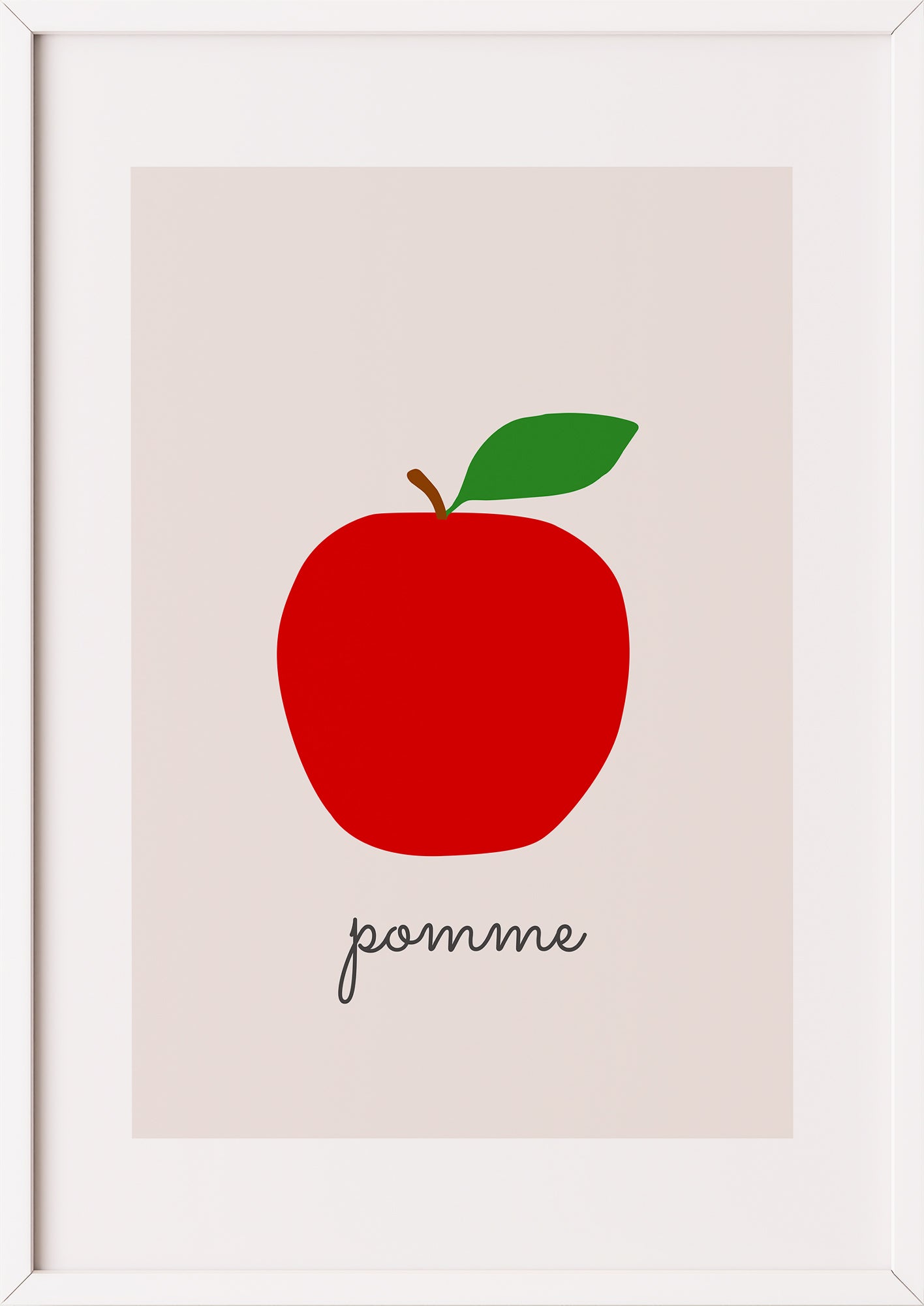 Poster „Apple Illustration - Pomme“ weiß.