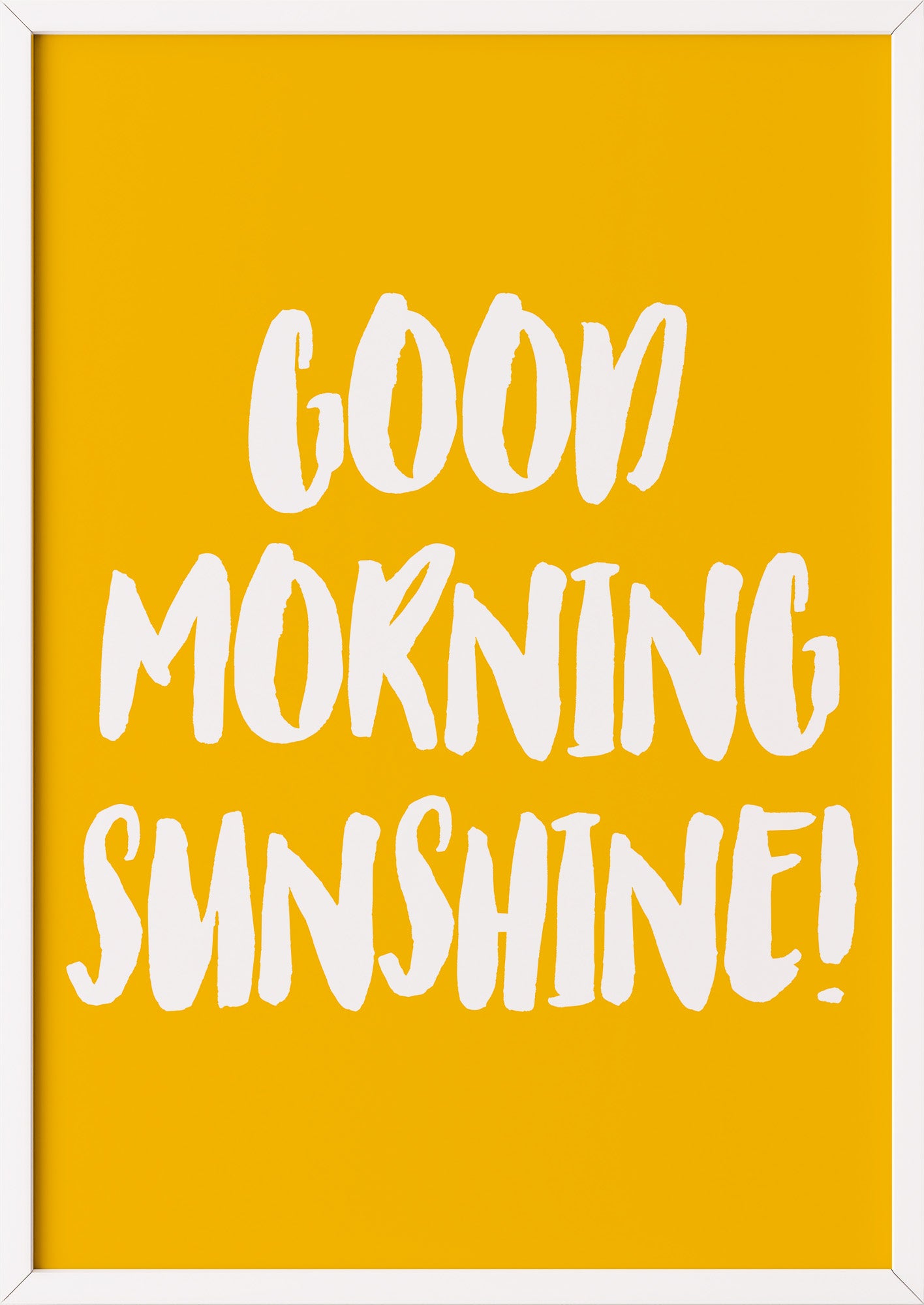 Hochformatiges Poster „Good Morning Sunshine“ mit weißem Rahmen, freigestellt.