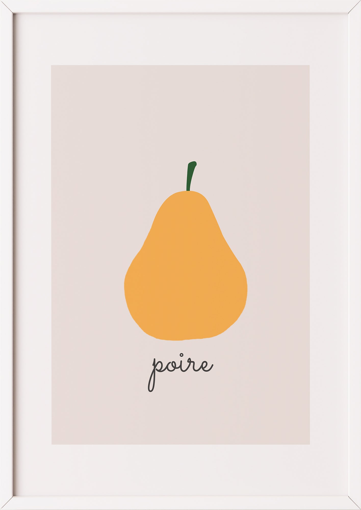 Poster „Pear Illustration - Poire“ weiß.