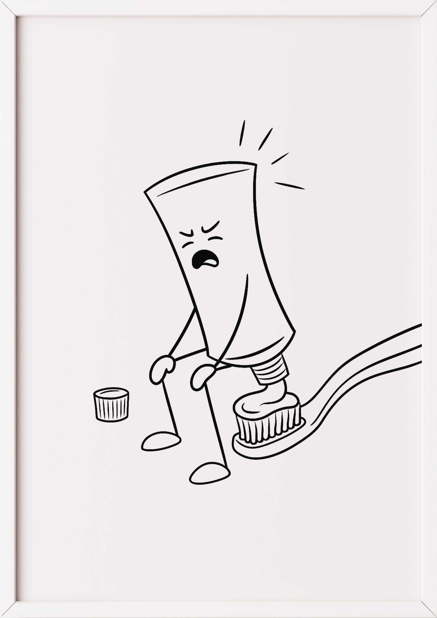 Zahnpasta Cartoon Poster im weißen Rahmen