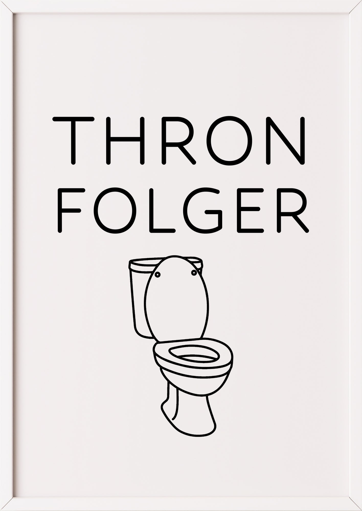 Minimalistisches Poster ‚Thronfolger‘ im weißen Rahmen mit gezeichneter Toilette, lustige Wanddekoration im modernen Stil für Badezimmer, Toilette oder Kinderbad