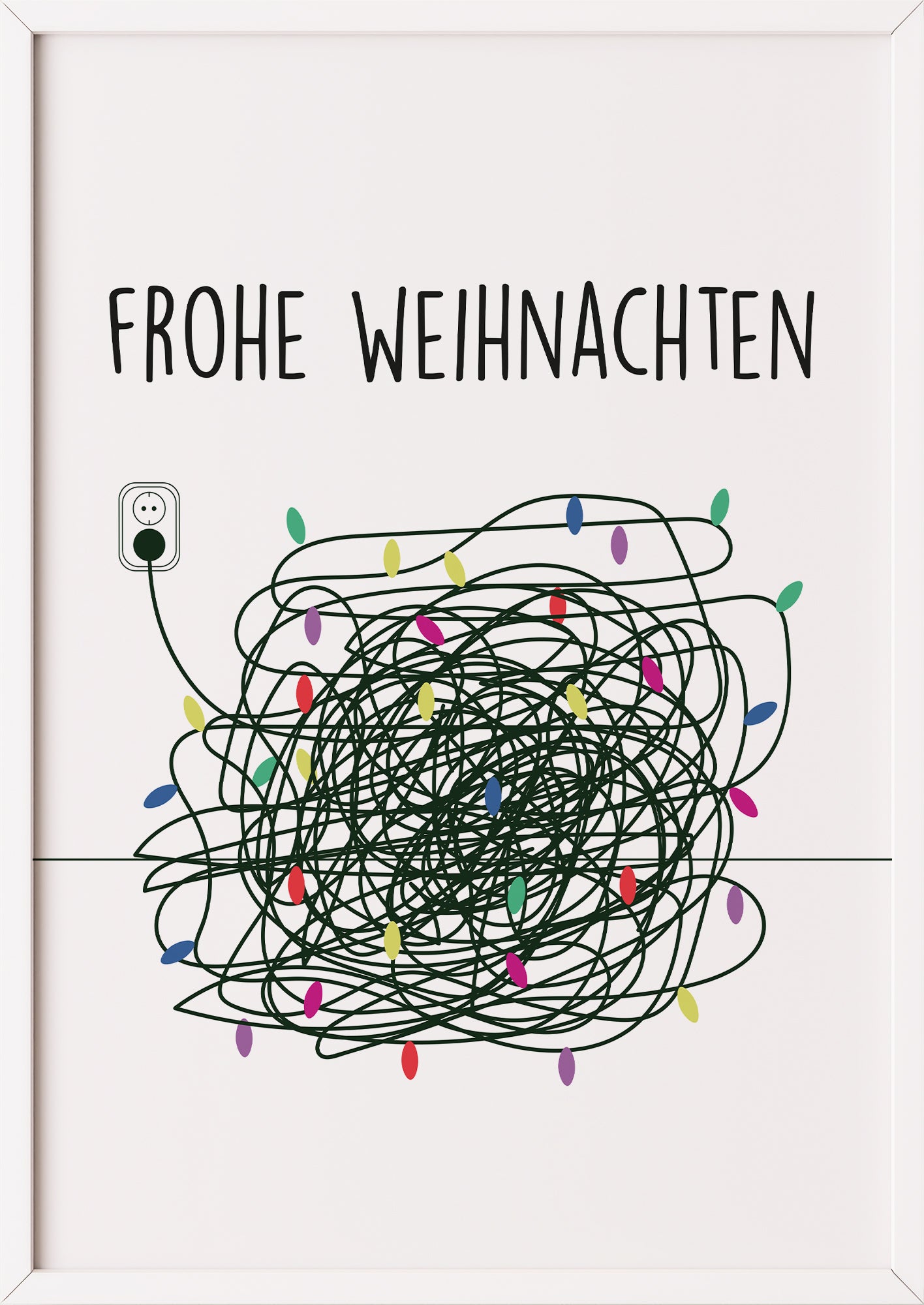 Frohe Weihnachten-Poster in weißem Holzrahmen