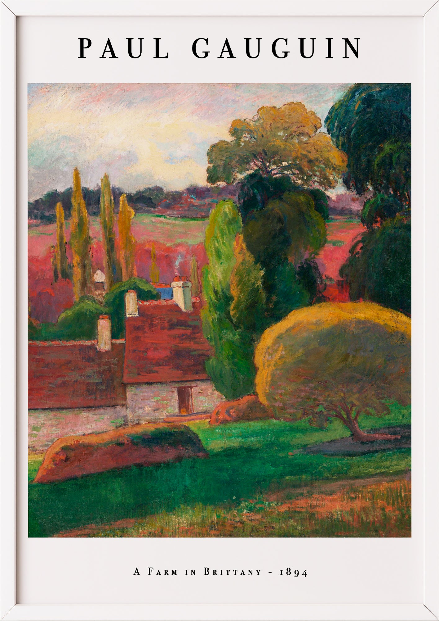 A Farm in Brittany von Paul Gauguin Kunstdruck im weißen Rahmen