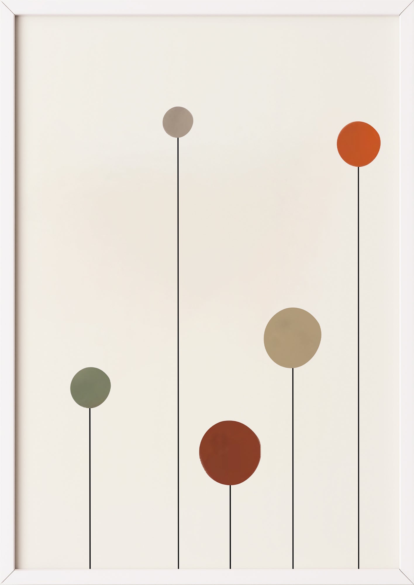 Poster „Abstrakte Kreise“ in weißem Holzrahmen