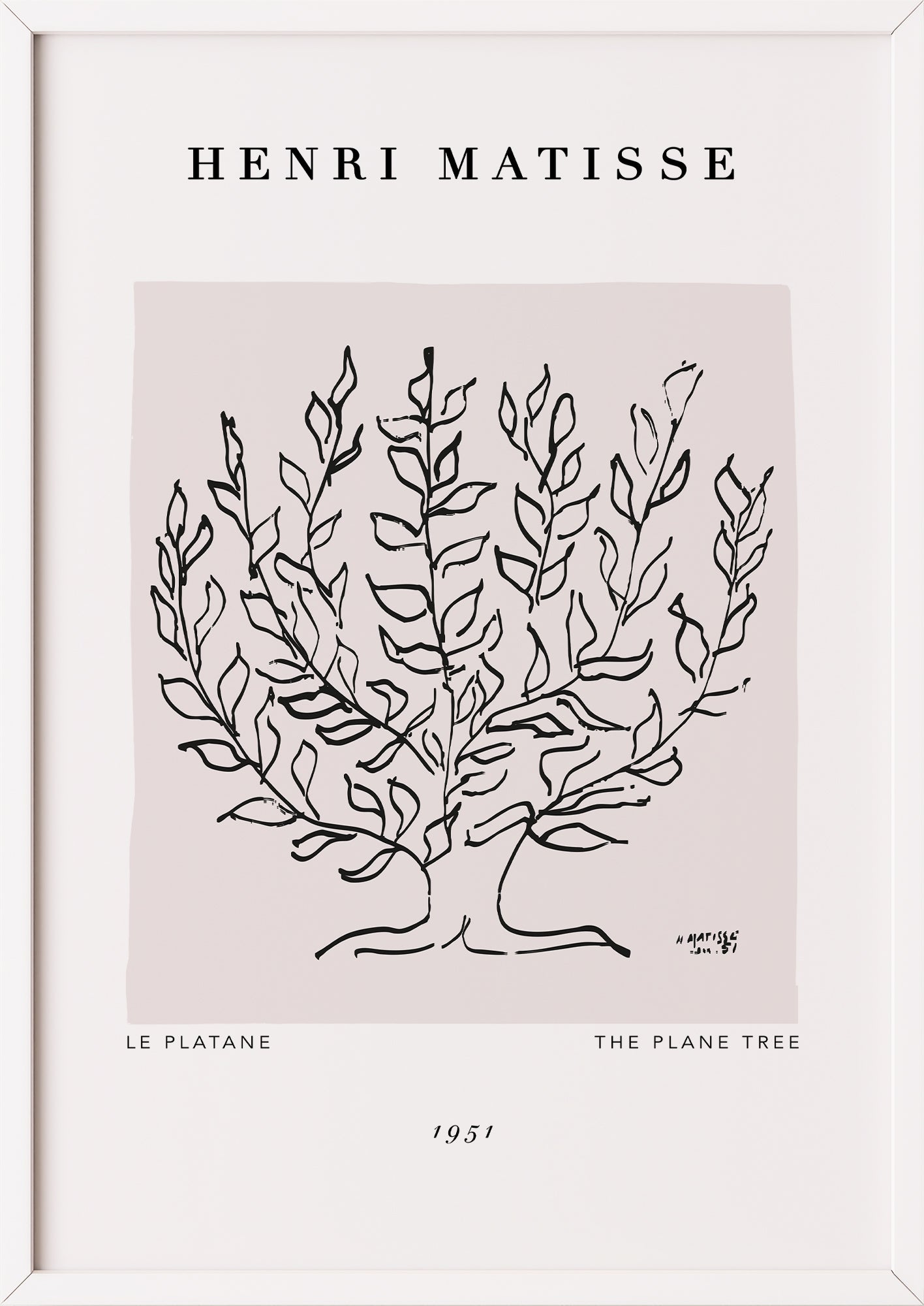 The Plane Tree von Henri Matisse Kunstdruck im weißen Rahmen