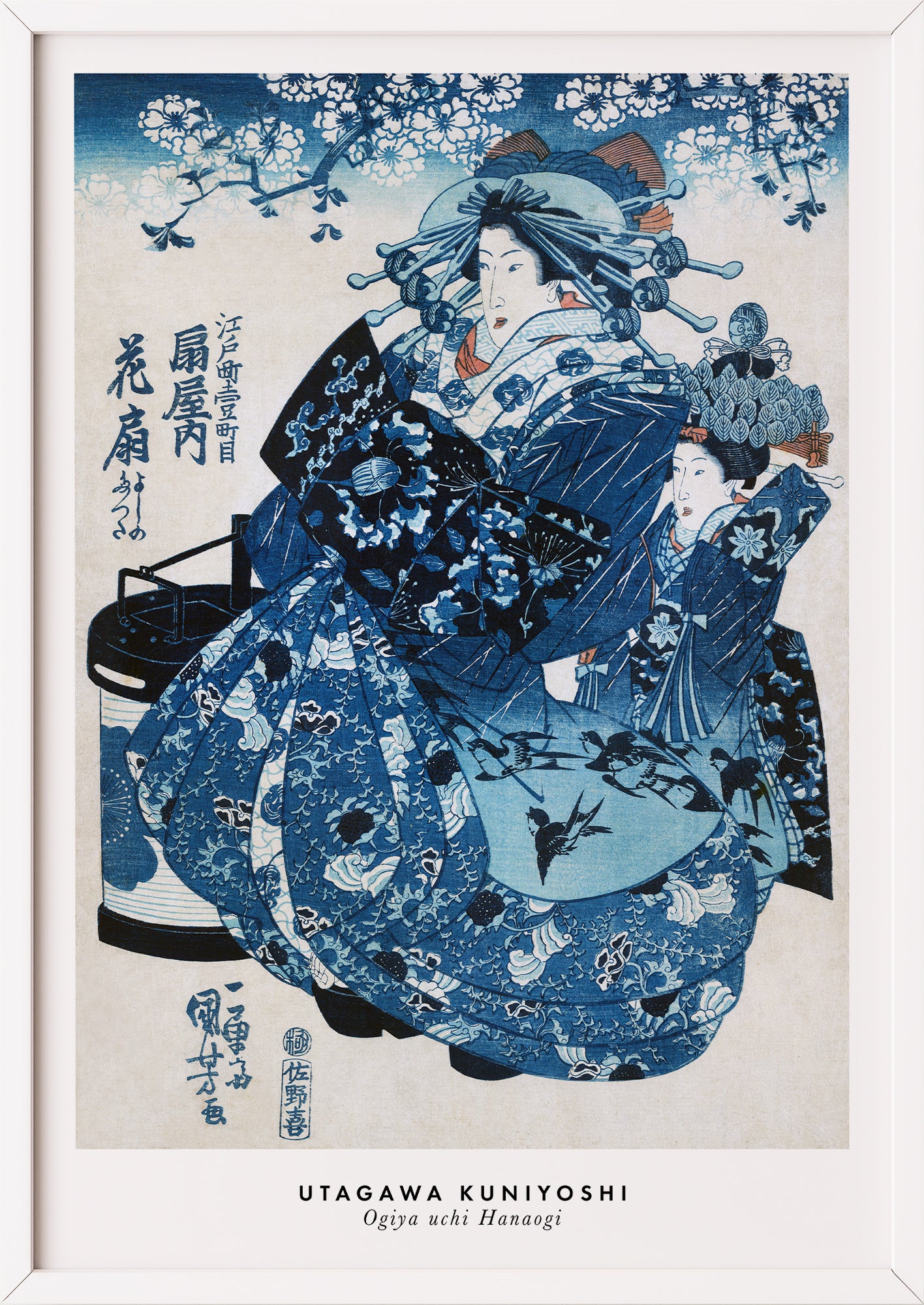 Nahaufnahme von Ogiya uchi Hanaogi von Utagawa Kuniyoshi als Poster