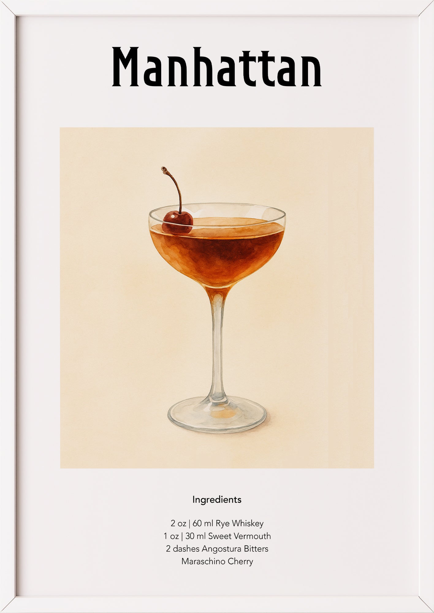 Manhattan Poster im weißen Rahmen vor cremefarbenem Hintergrund