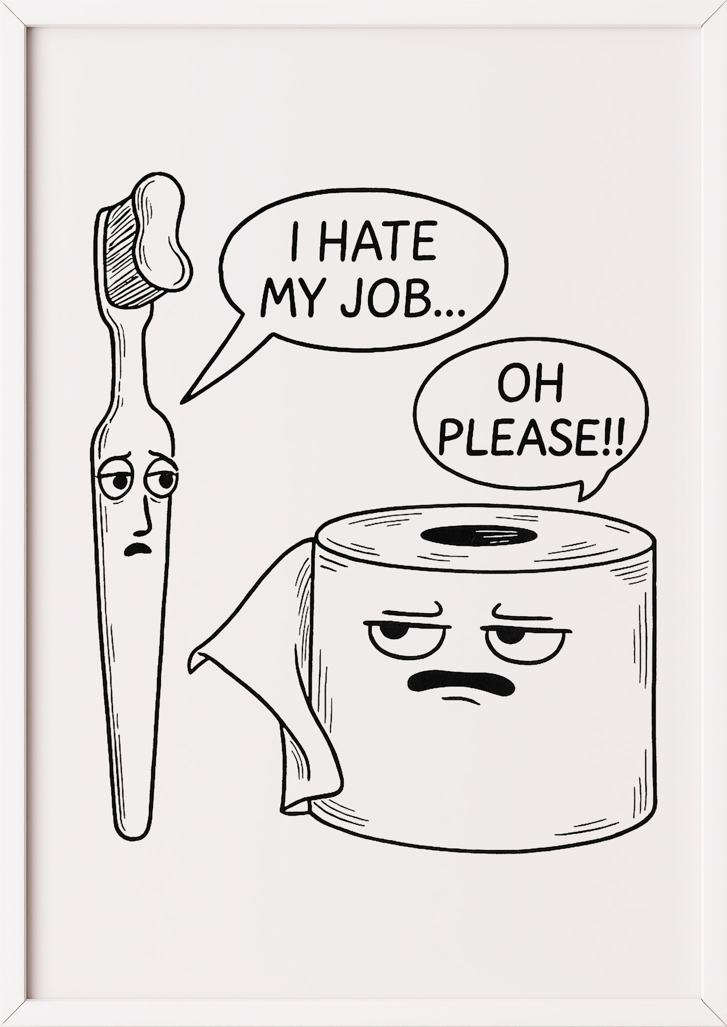 Zahnbürste und Klopapier Cartoon im weißen Rahmen