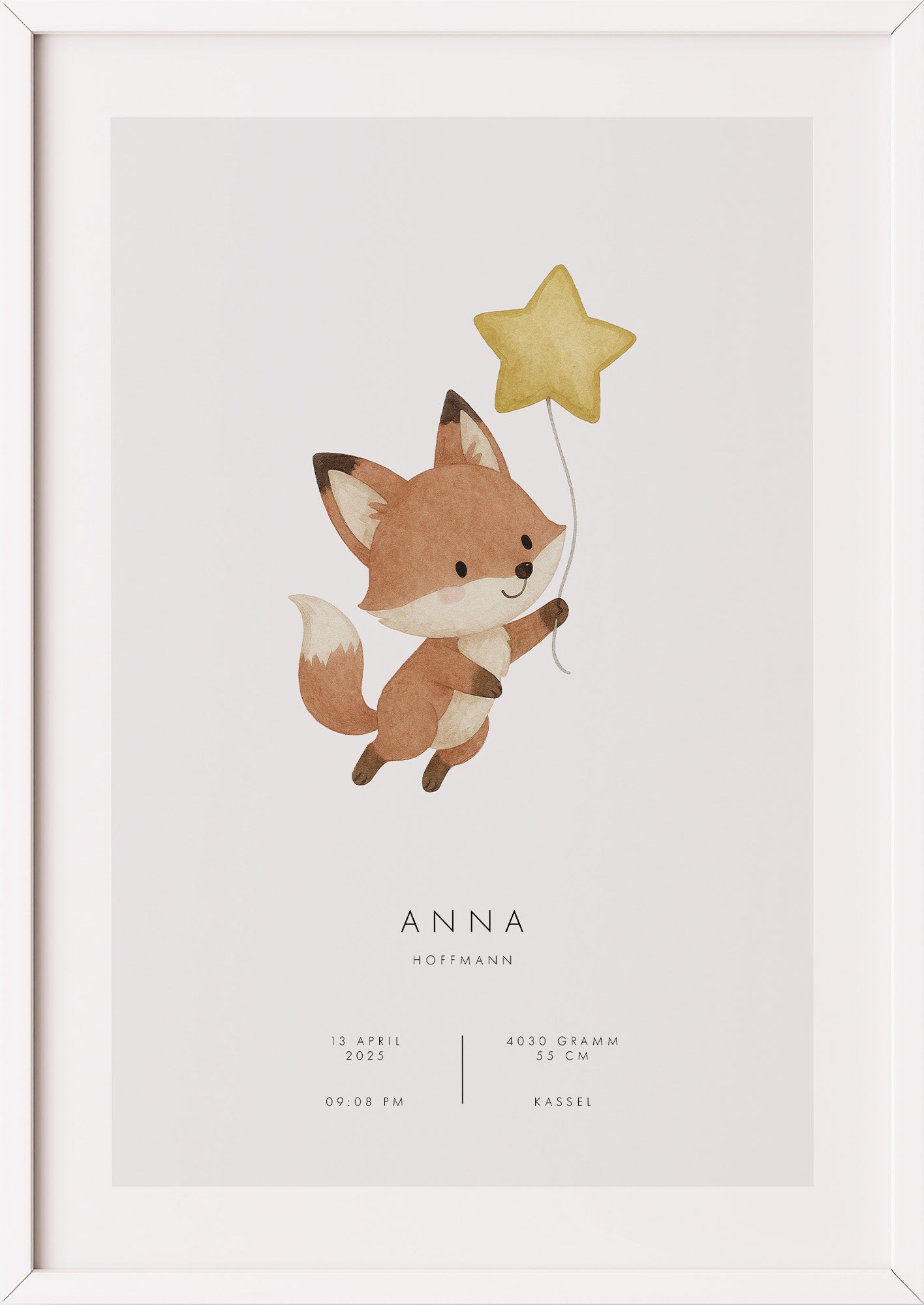 Poster Kleiner Fuchs im weißen Rahmen