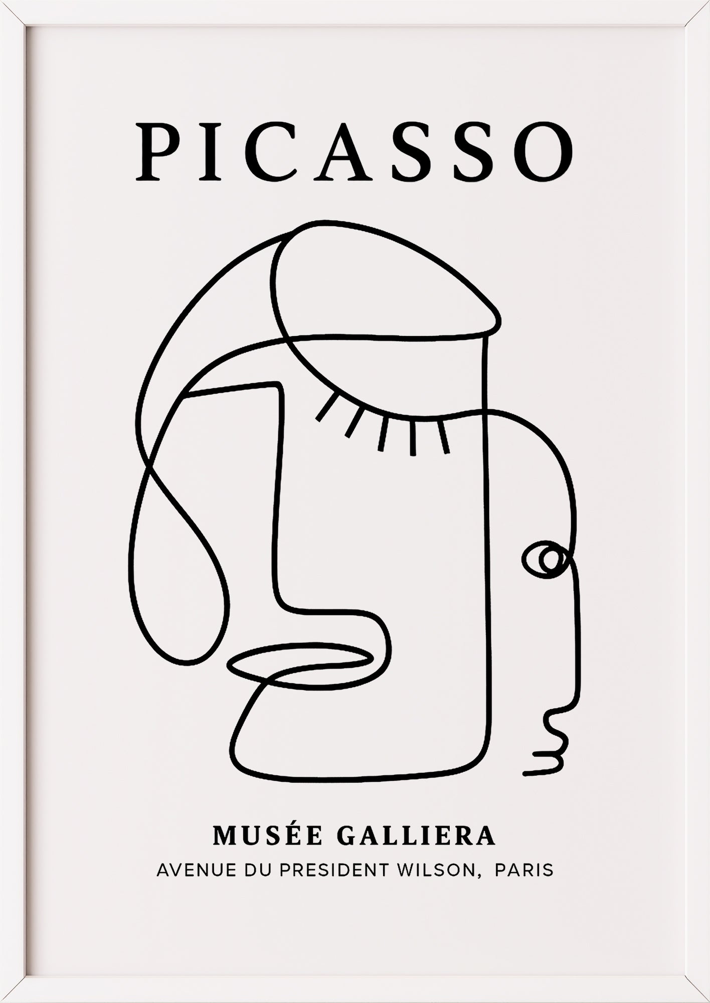 weißer rahmen Abstraktes Line Drawing Poster im weißen Rahmen in stilvollem Raum