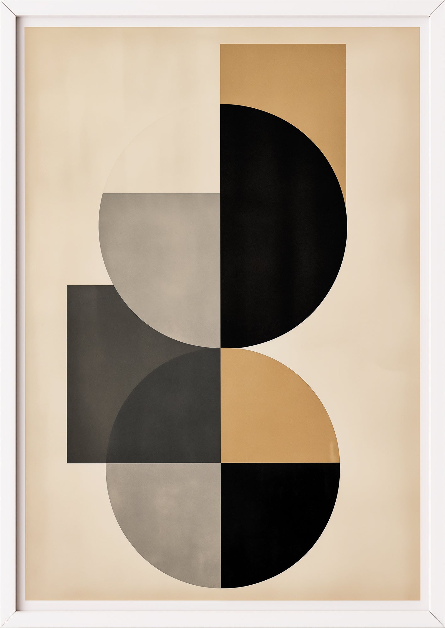 Hochformatiges Poster „BAUHAUS - Beige Brown Black“ mit weißem Rahmen.
