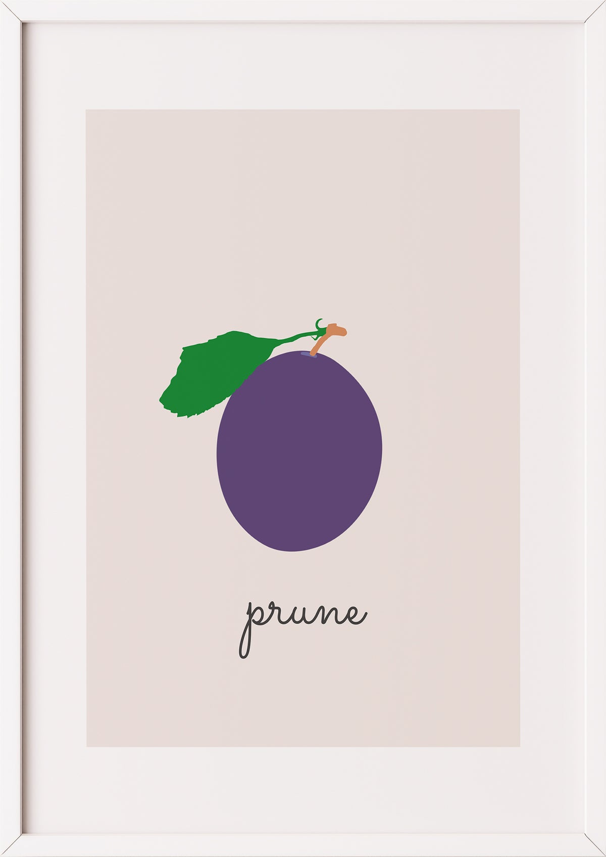 Pflaumen-Illustration „prune“ im weißen Rahmen mit Passepartout
