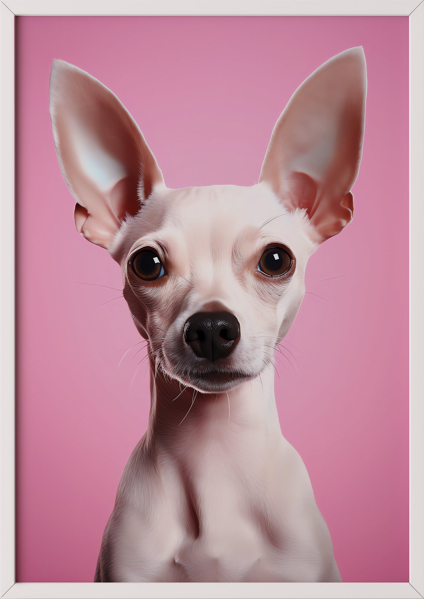 Poster „Chihuahua On Pink Background“ weiß.