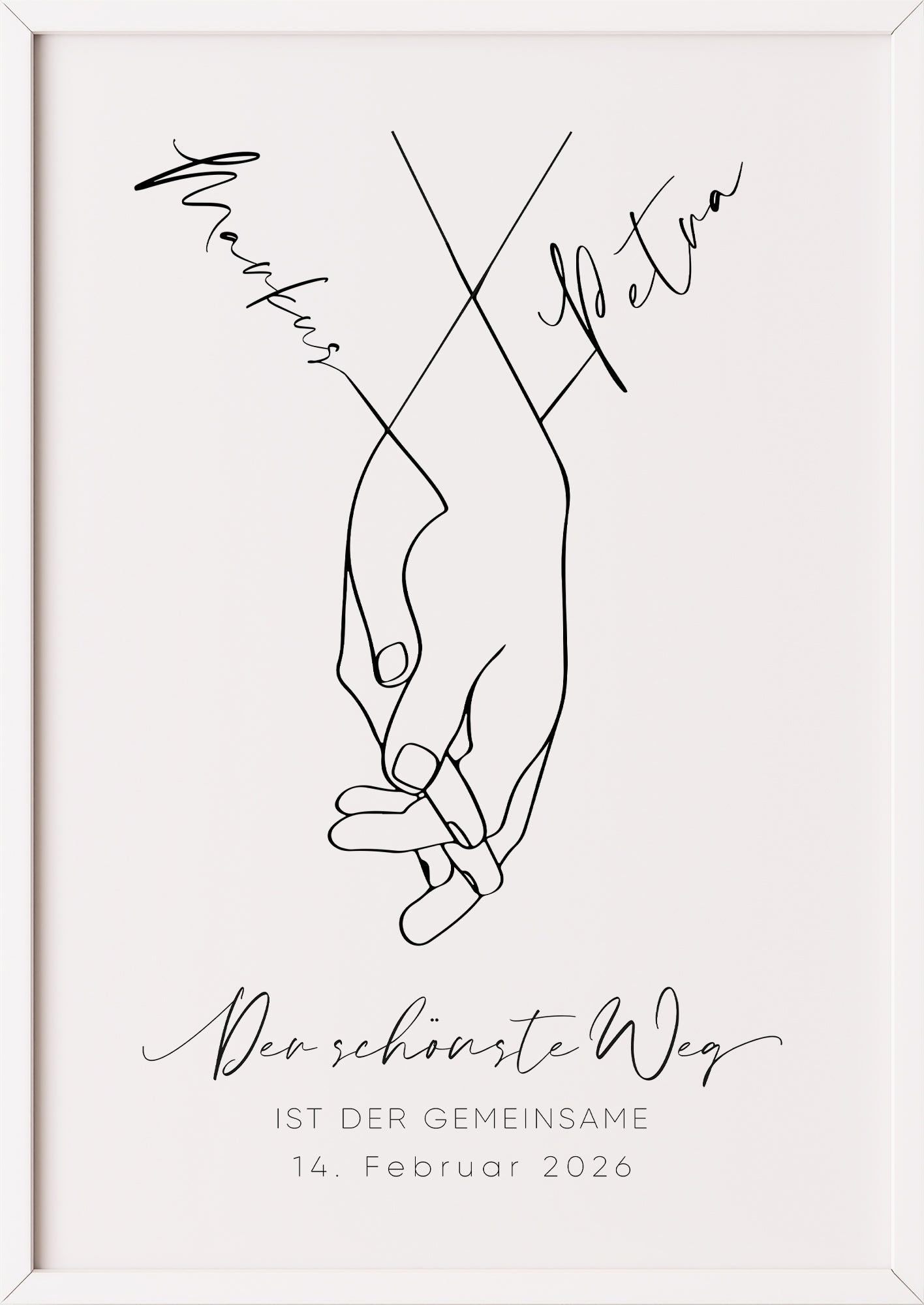 Hochzeitshände Paarbild - Hand in Hand ein Leben lang - Personalisiert