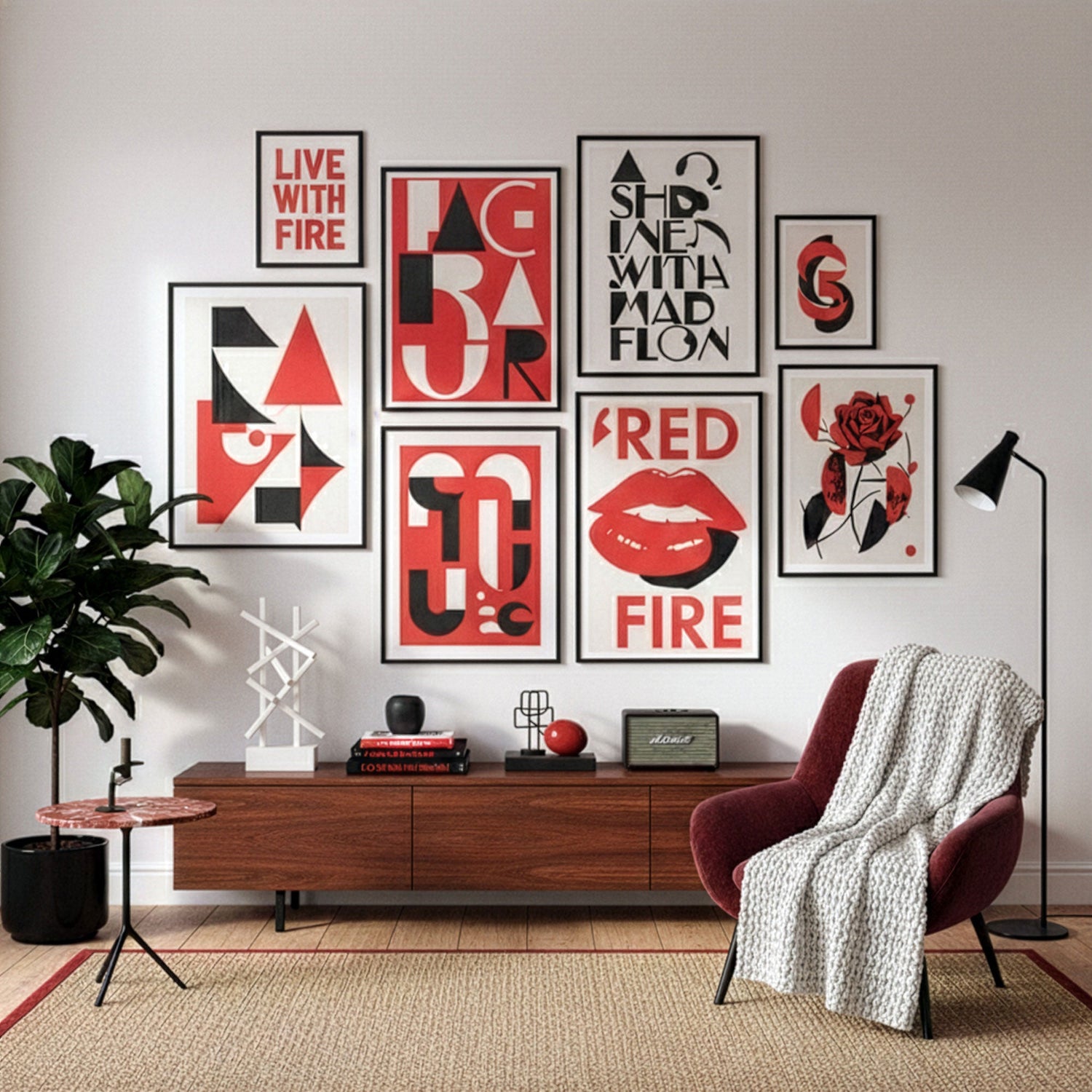 farbwelt rot interior design poster druck