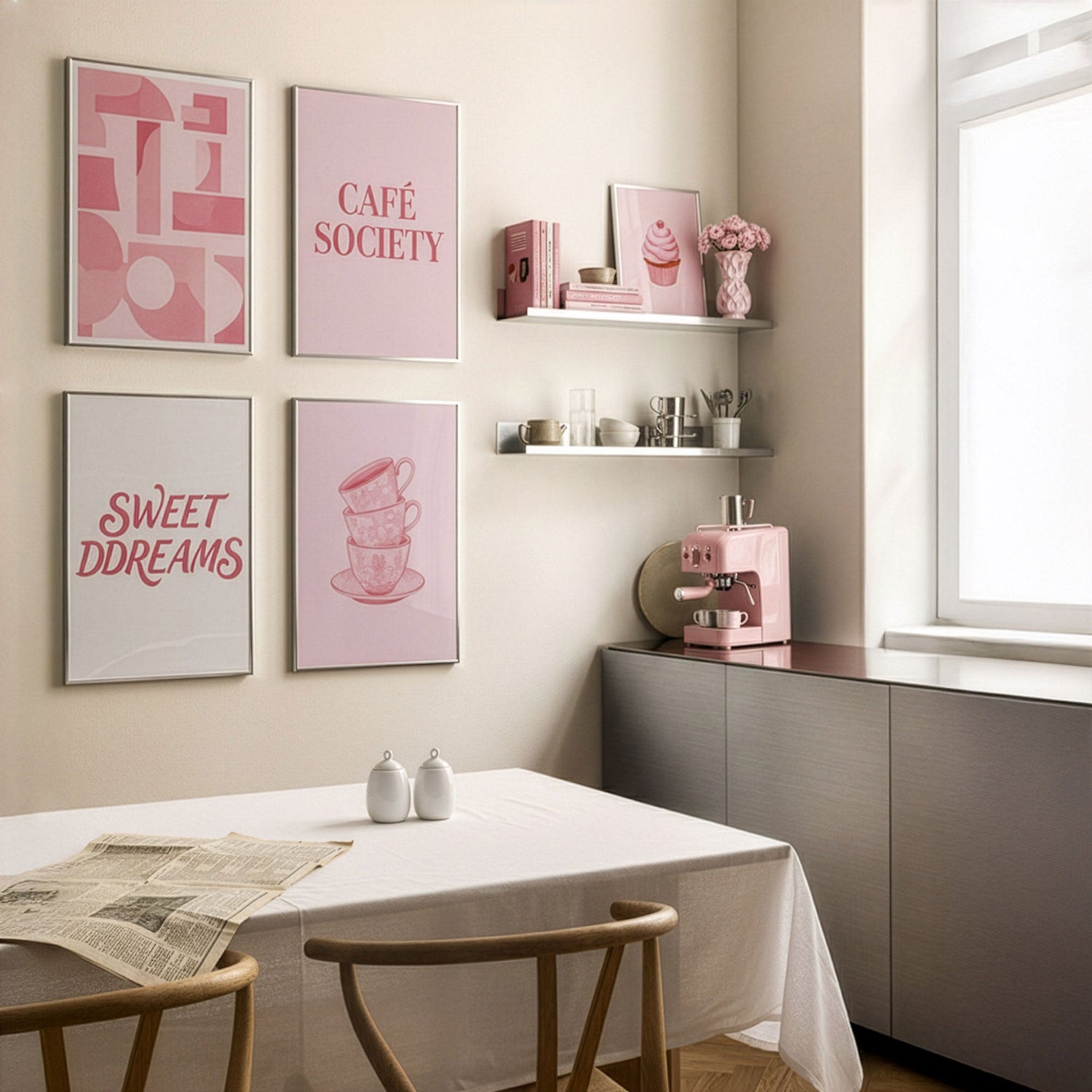 farbwelt pink interior design poster druck