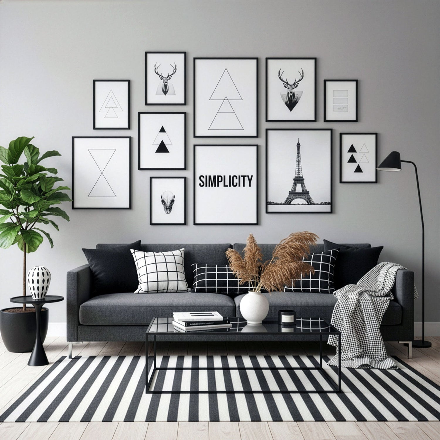 farbwelt schwarz weiss interior design poster druck