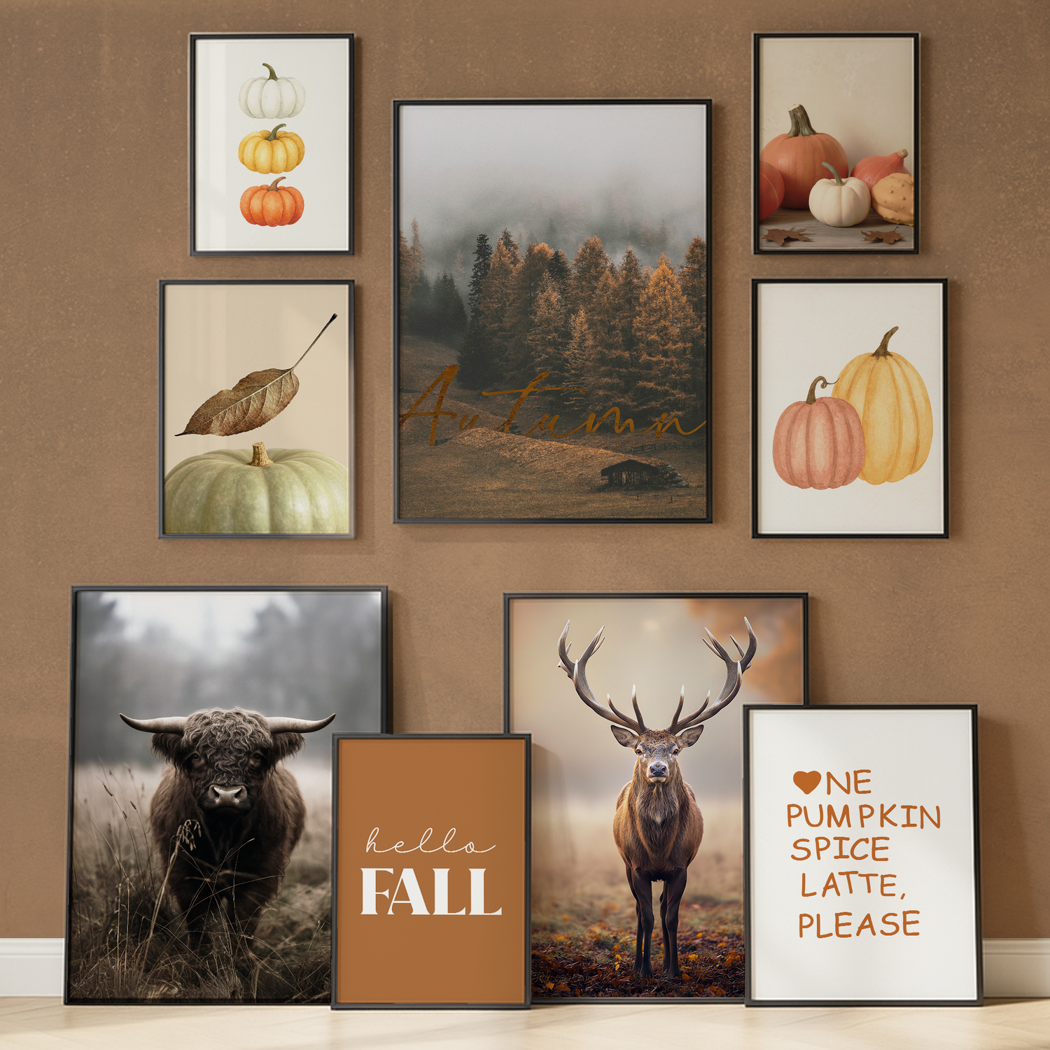 herbst kollektion mit verschiedenen herbst postermotiven
