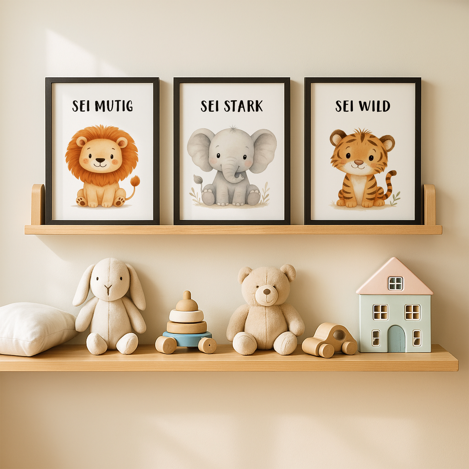 Kinderzimmer mit Kinder und Babyzimmer poster design set und spielzeug