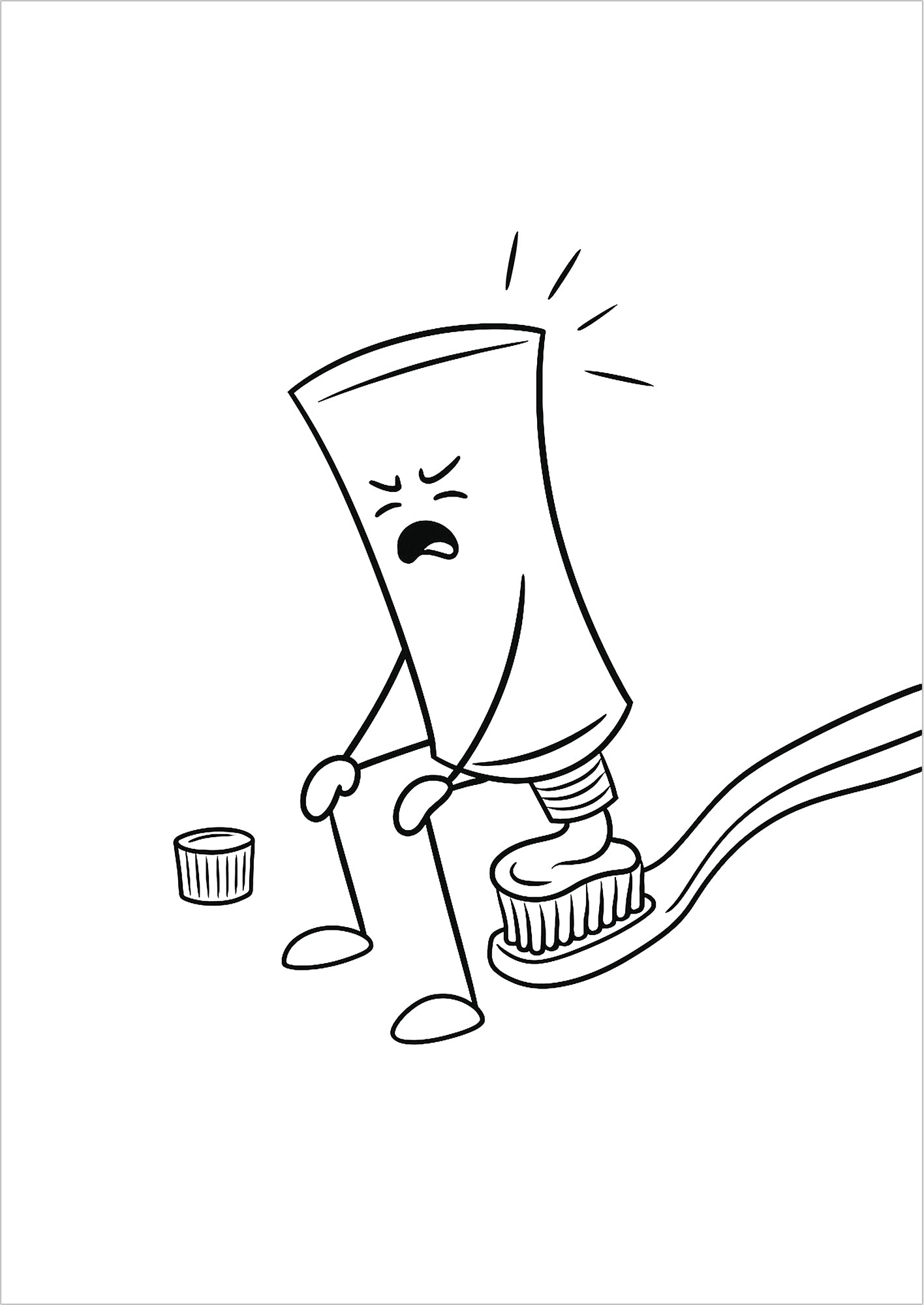 Zahnpasta auf Zahnbürste lustiges Poster freigestellt