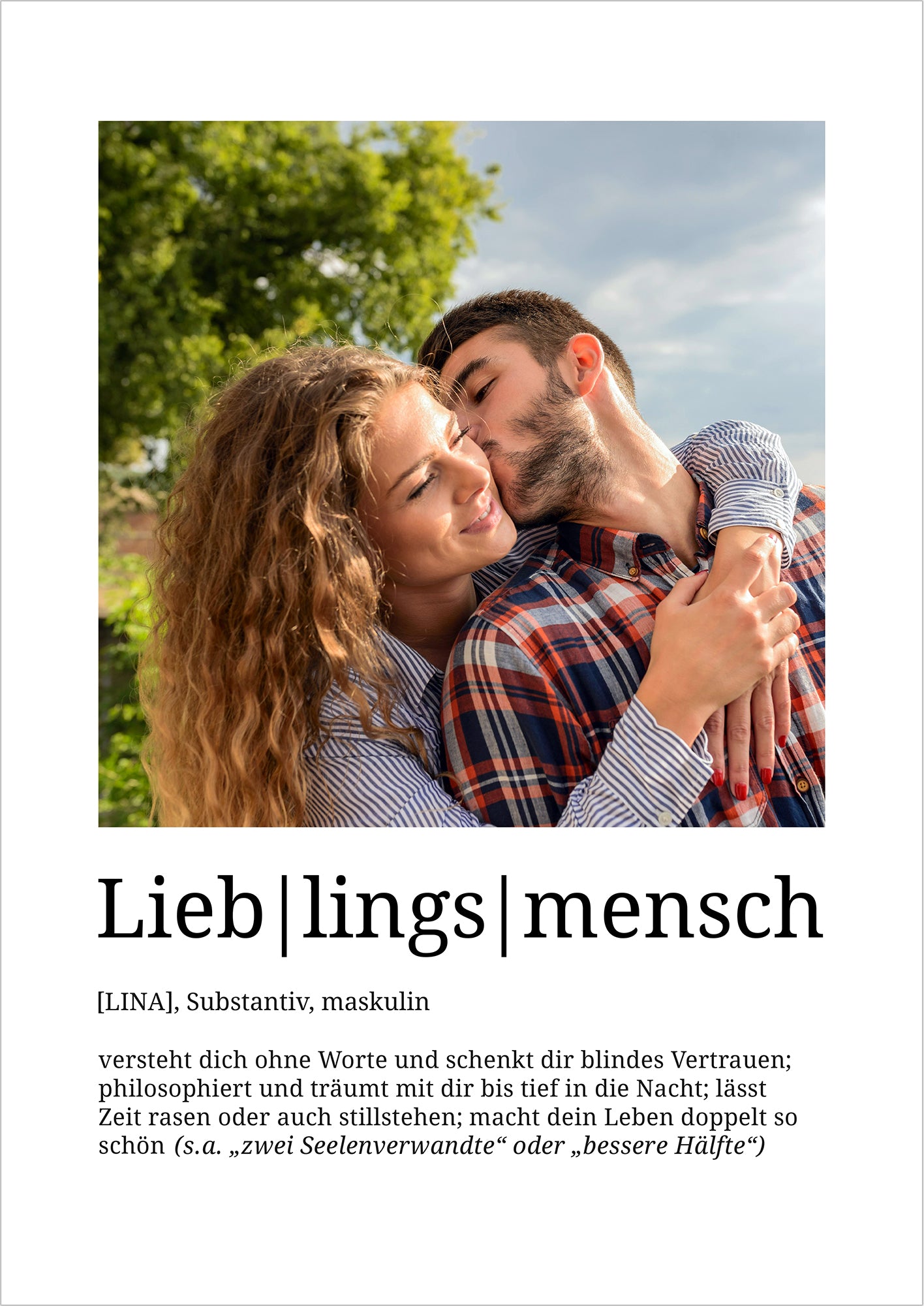 Romantisches Lieblingsmensch Poster mit Foto und Name personalisiert, Geschenk für Partner