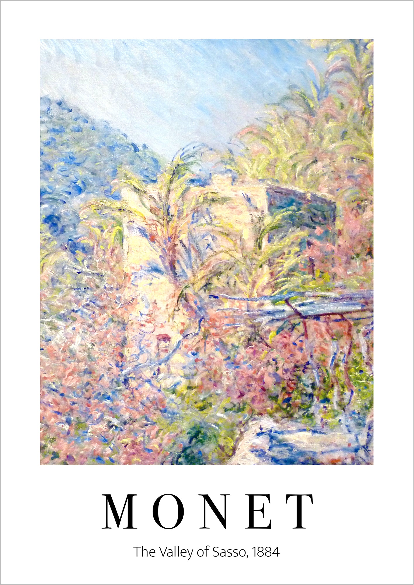 The Valley of the Sasso von Claude Monet als Poster, freigestellt auf weißem Hintergrund