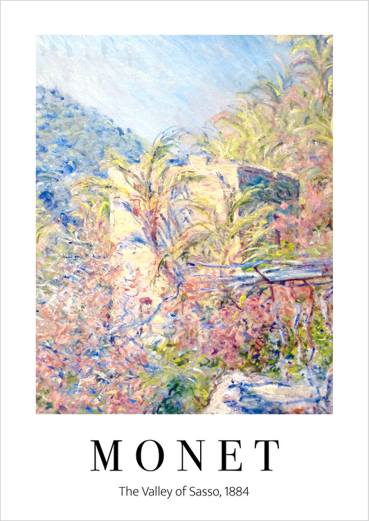 The Valley of the Sasso von Claude Monet als Poster, freigestellt auf weißem Hintergrund