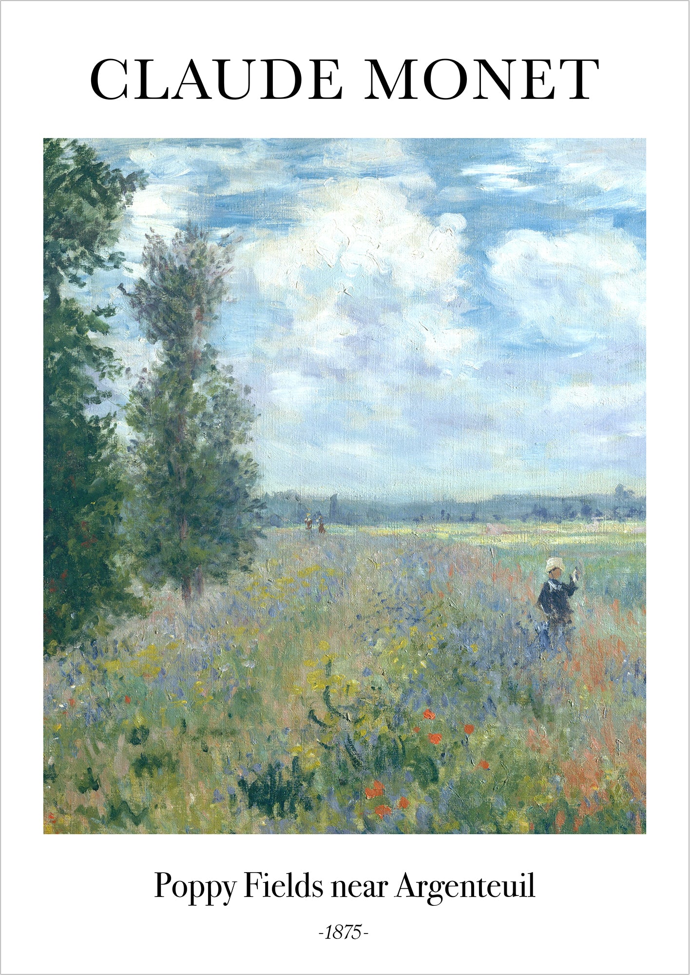 Poppy Fields near Argenteuil von Claude Monet als Poster, freigestellt auf weißem Hintergrund