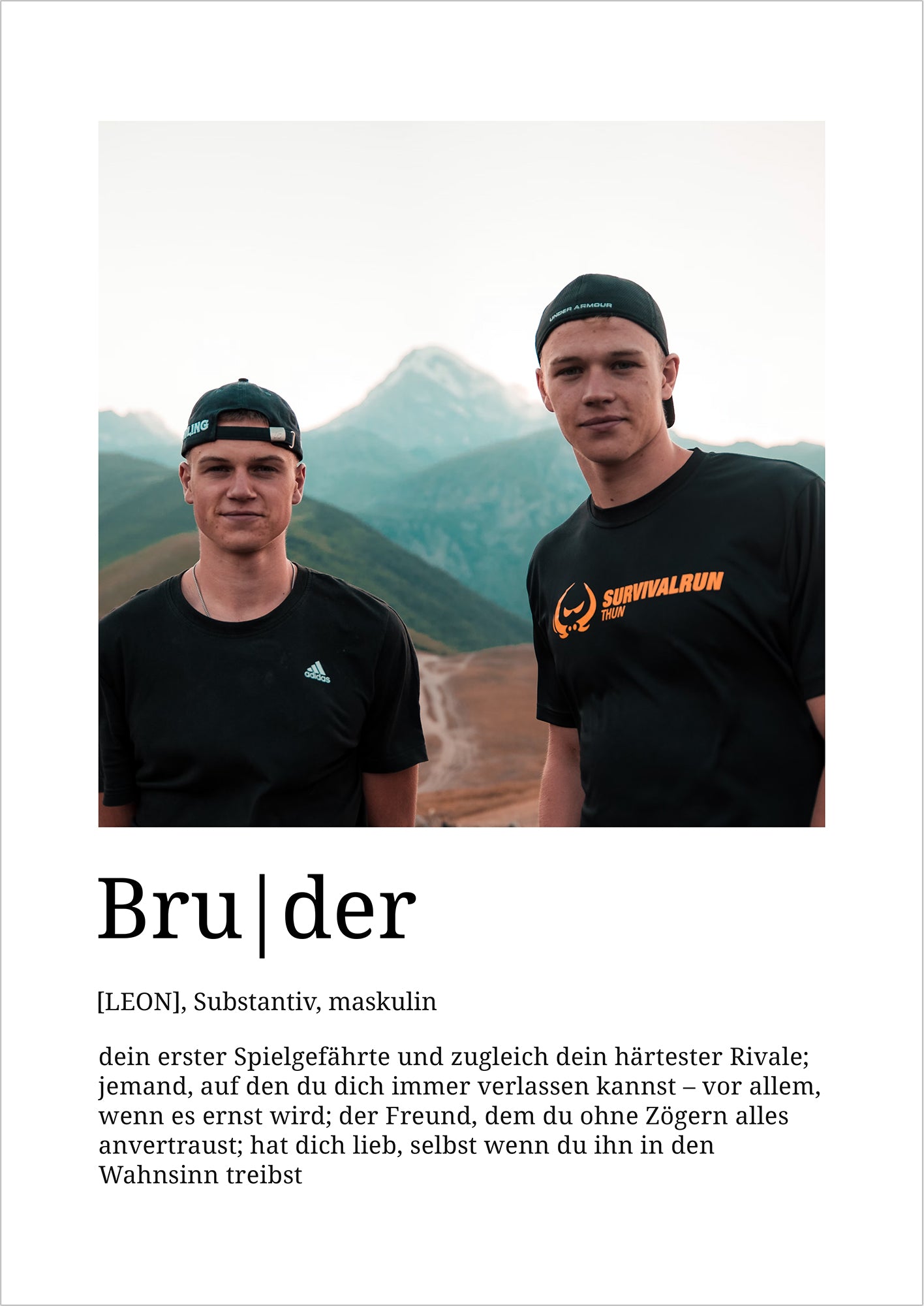 Bruder Poster Definition personalisiert mit Foto und Name, individuelles Geschenk für Geschwister