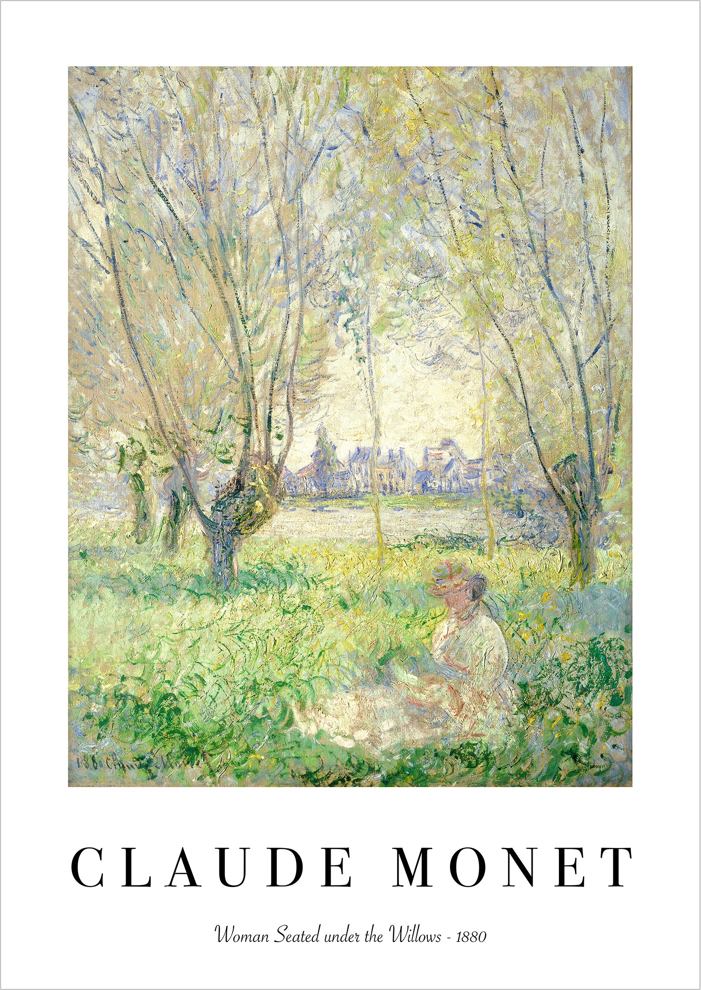 Woman Seated under the Willows von Claude Monet als Poster, freigestellt auf weißem Hintergrund