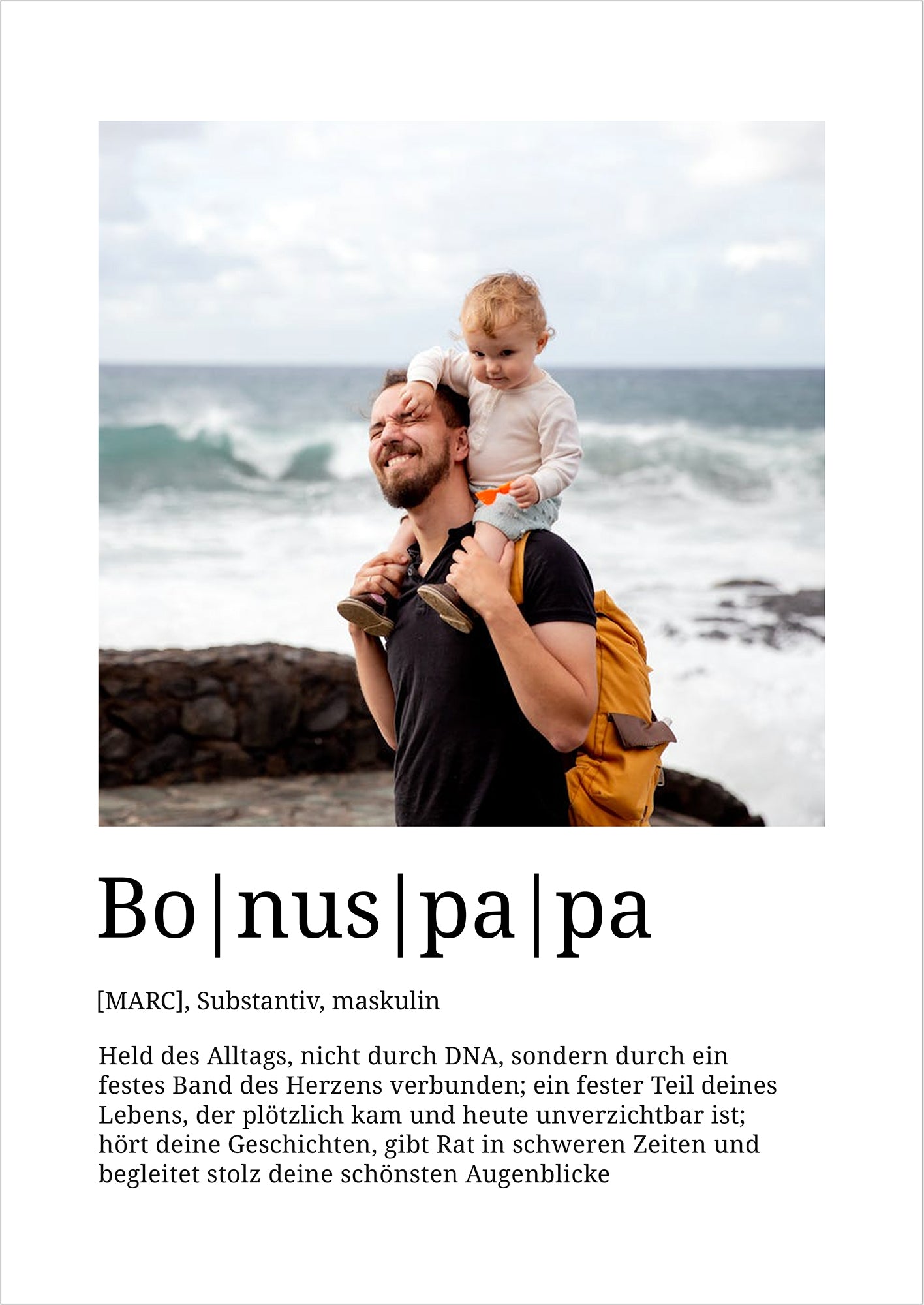 Bonuspapa Poster Definition personalisiert mit Foto und Name, liebevolles Geschenk für Stiefväter