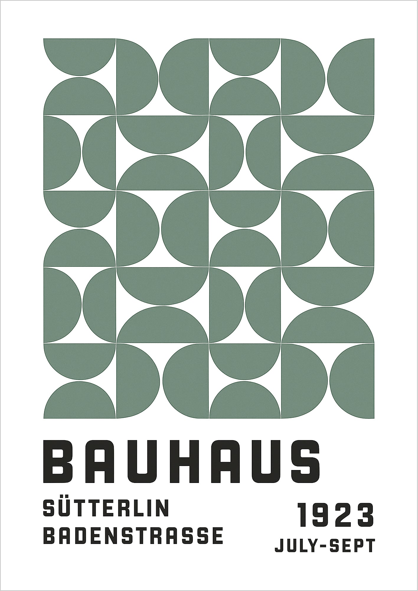 Freigestelltes Bauhaus Poster mit grünen geometrischen Formen und typischem Schriftzug – modernes Design Kunstwerk