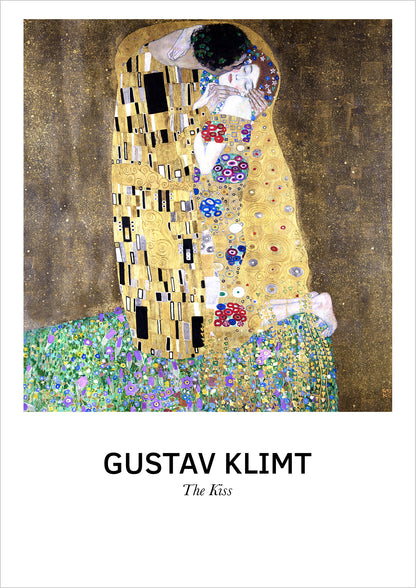 The Kiss von Gustav Klimt als Poster, freigestellt auf weißem Hintergrund
