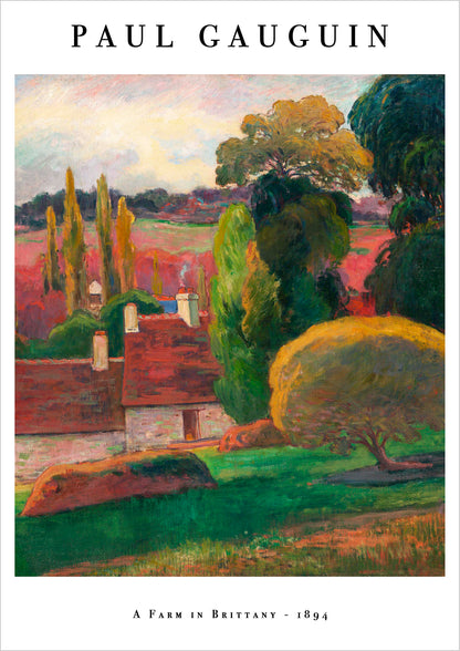 A Farm in Brittany von Paul Gauguin Poster auf weißem Hintergrund freigestellt