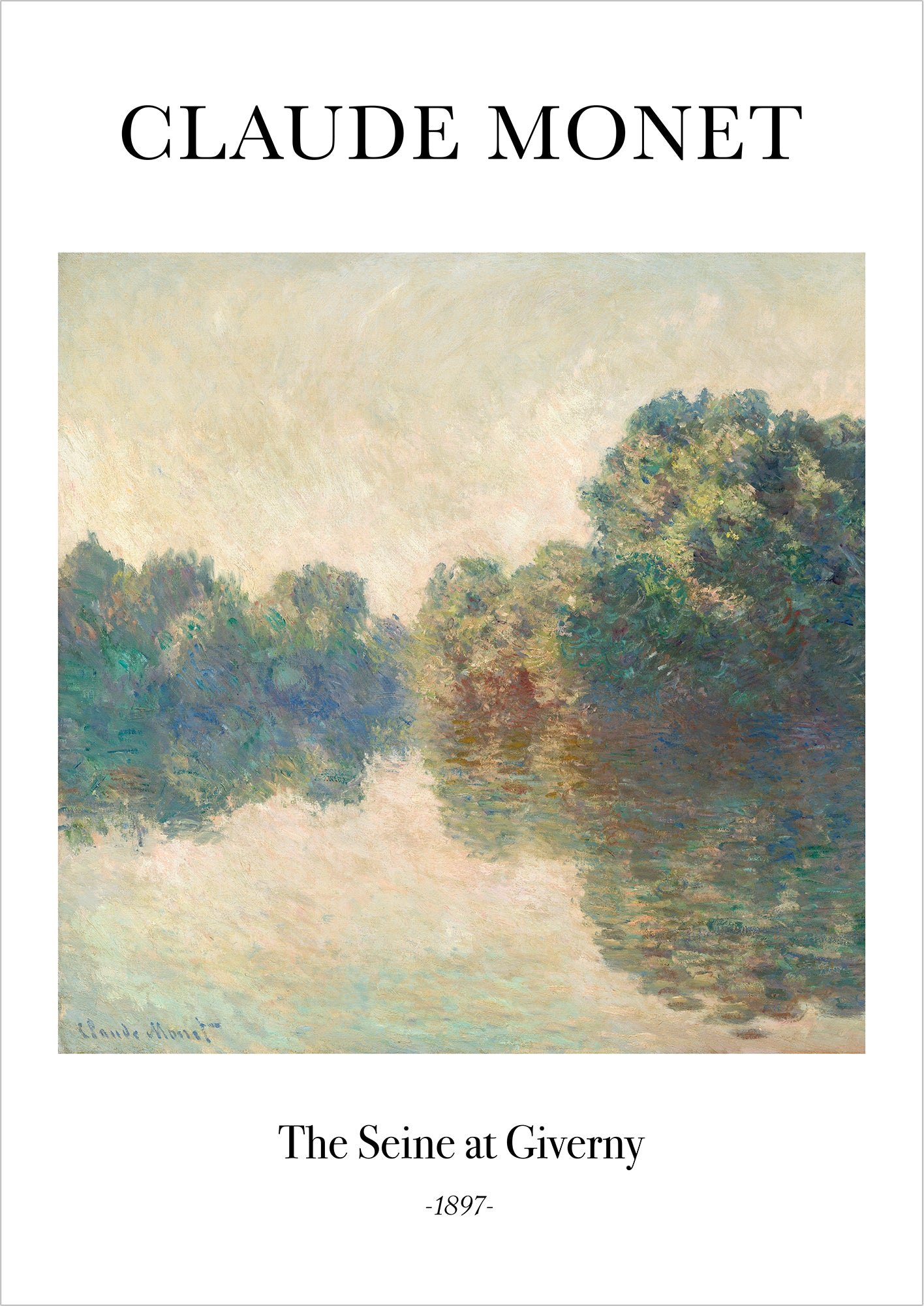 The Seine at Giverny von Claude Monet als Poster, freigestellt auf weißem Hintergrund