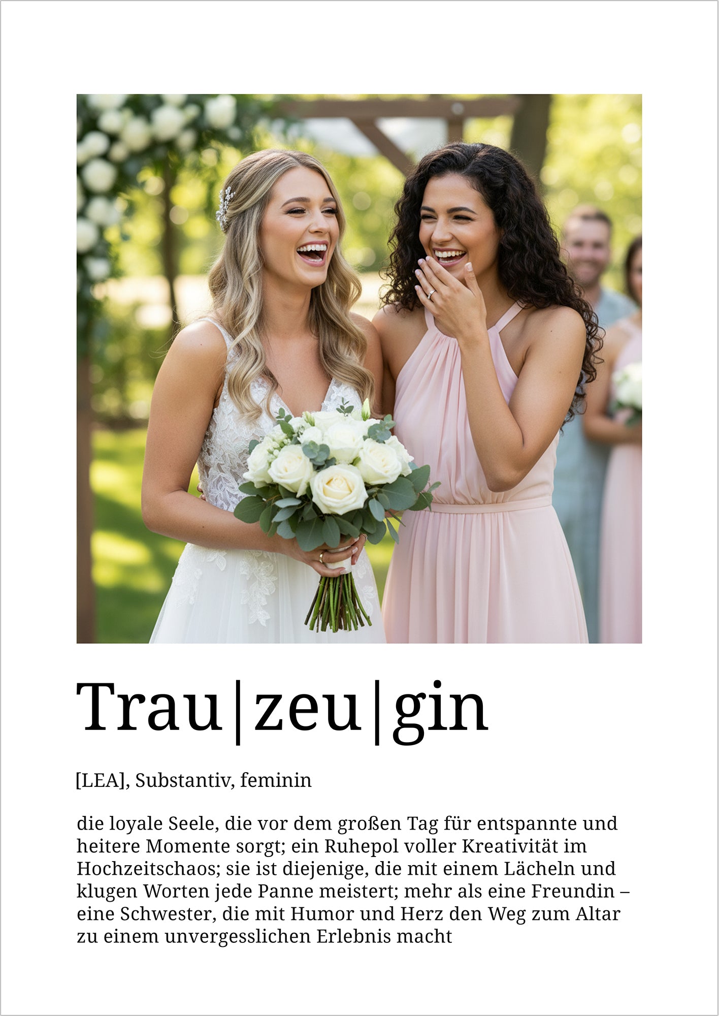 „Personalisierbares Trauzeugin Poster mit Foto und Definition, Hochzeitsgeschenk, individuell mit Name“