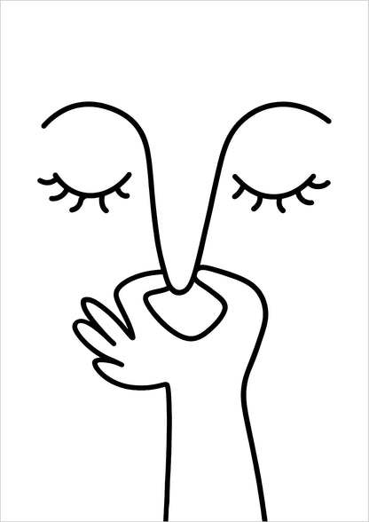 Kunstposter „Nase Zuhalten“, ohne Rahmen, freigestellt auf weißem Hintergrund.