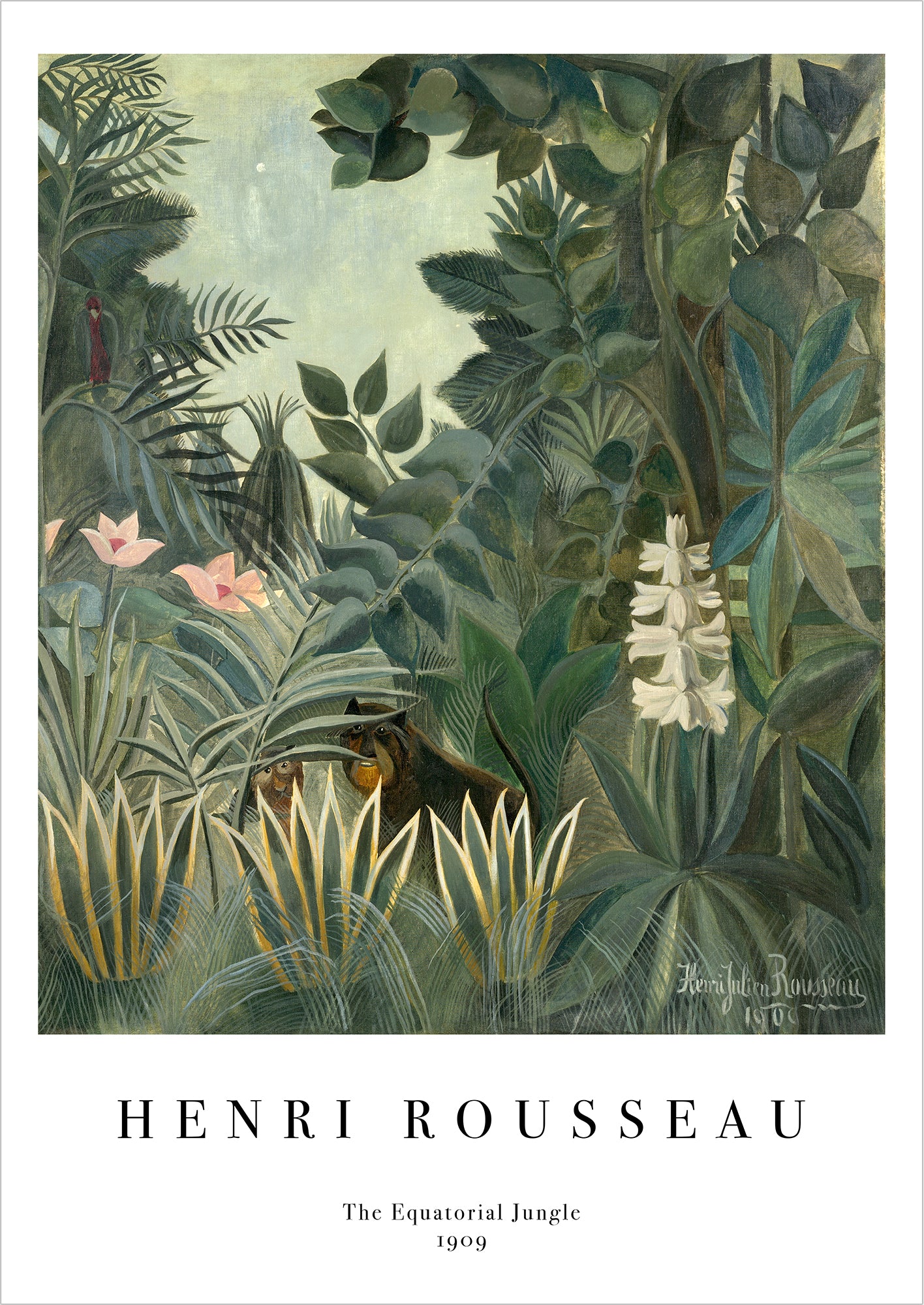 The Equatorial Jungle von Henri Rousseau als Poster, freigestellt auf weißem Hintergrund