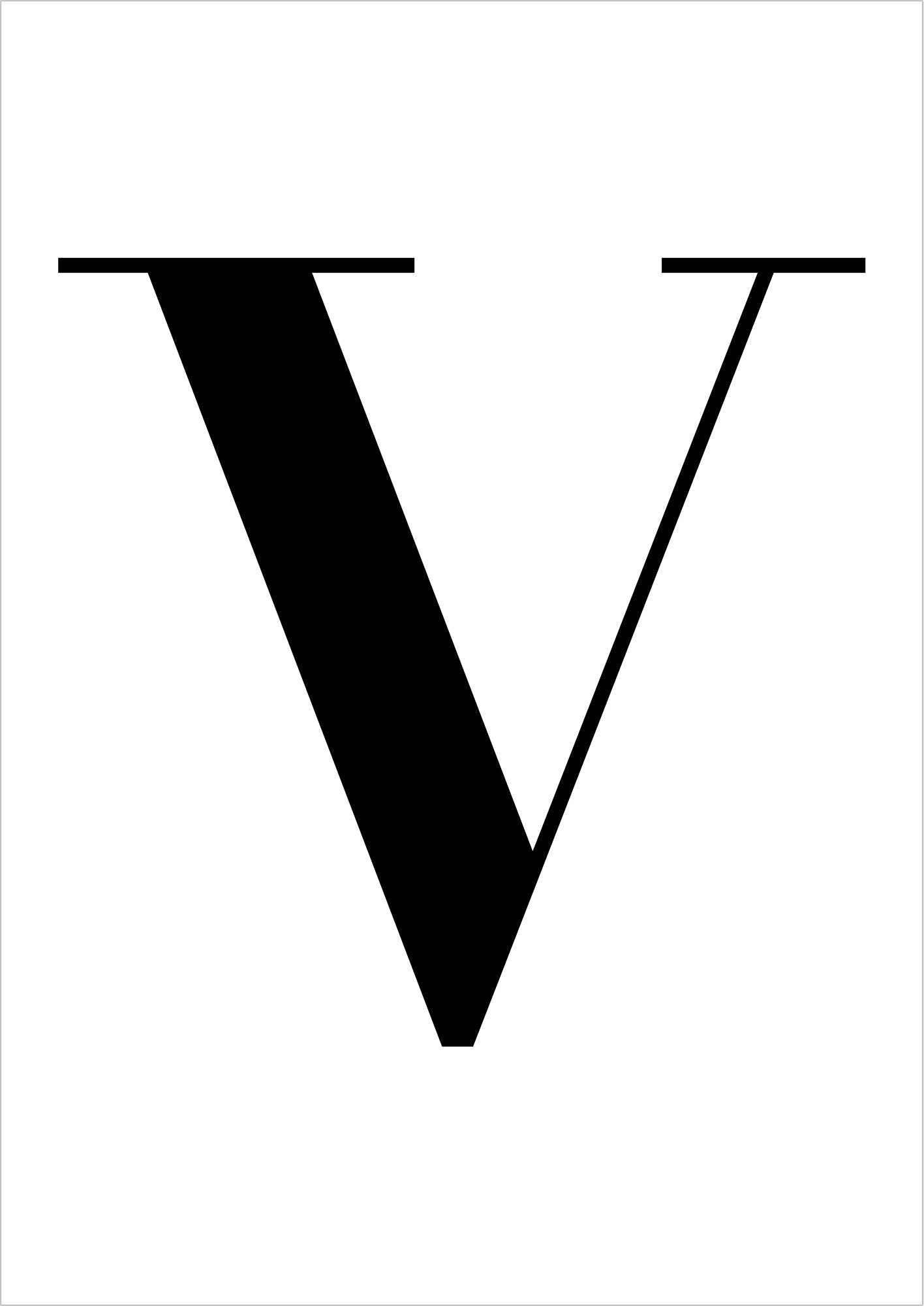 Poster Buchstabe „V“ freigestellt auf weißem Hintergrund