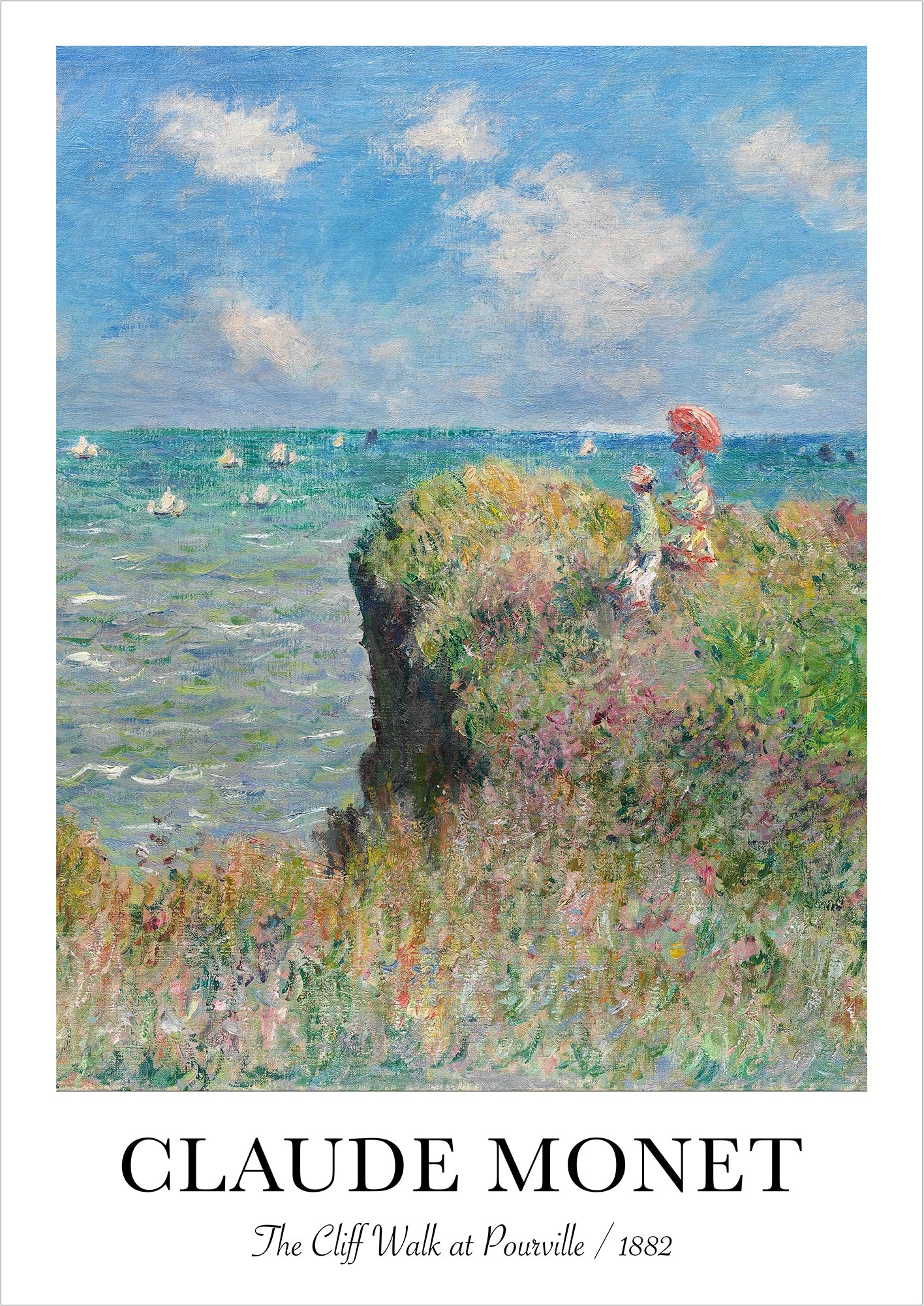 Freigestelltes Claude Monet Poster The Cliff Walk at Pourville – impressionistische Landschaft