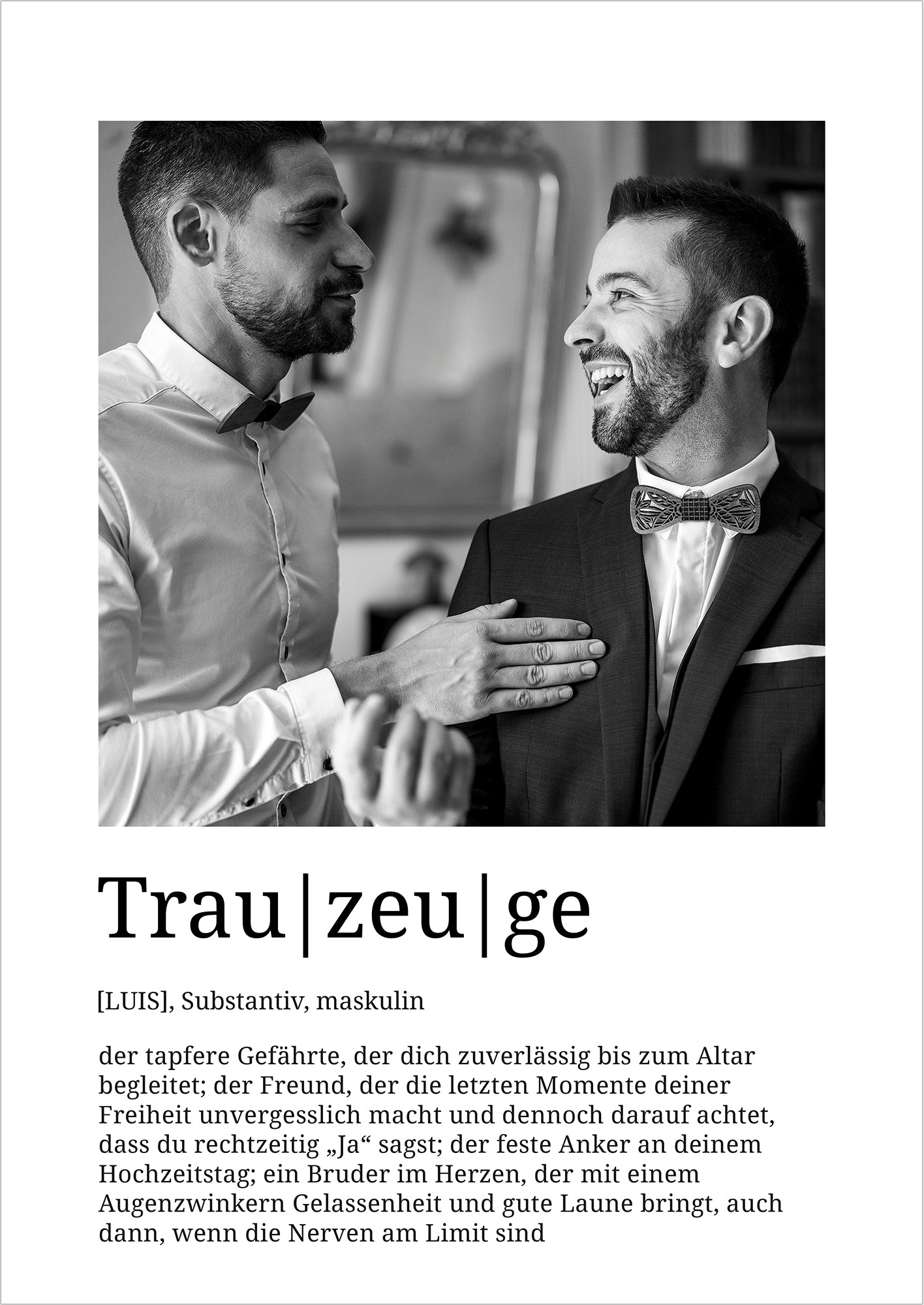„Personalisierbares Trauzeuge Poster mit Foto und Definition, Geschenk für Hochzeitsbegleiter“