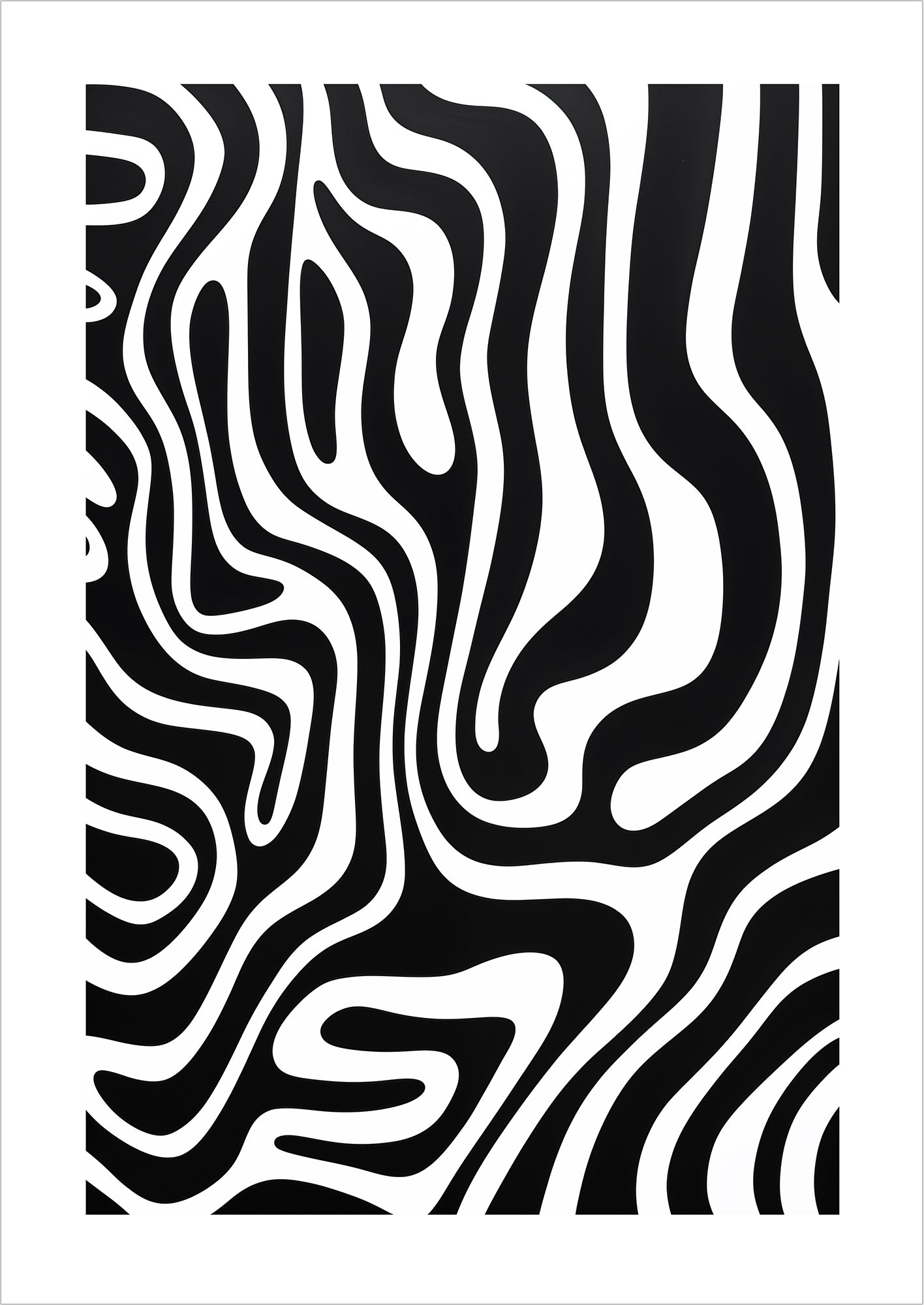 Abstraktes Schwarz-Weiß-Wellenmuster freigestellt auf weißem Hintergrund