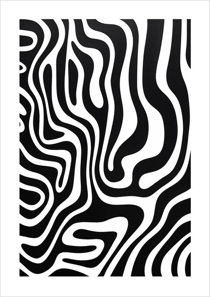 Abstraktes Schwarz-Weiß-Wellenmuster freigestellt auf weißem Hintergrund